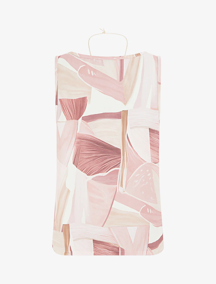 Mouwloze top met abstracte print - Roos - Image 2
