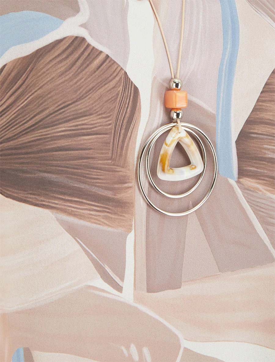 Mouwloze top met abstracte print - Beige - Image 3