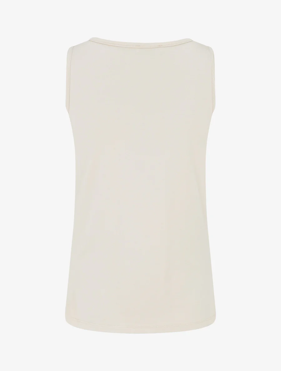 Mouwloze top met drapeereffect en sierlijke bandjes. - Beige - Image 2