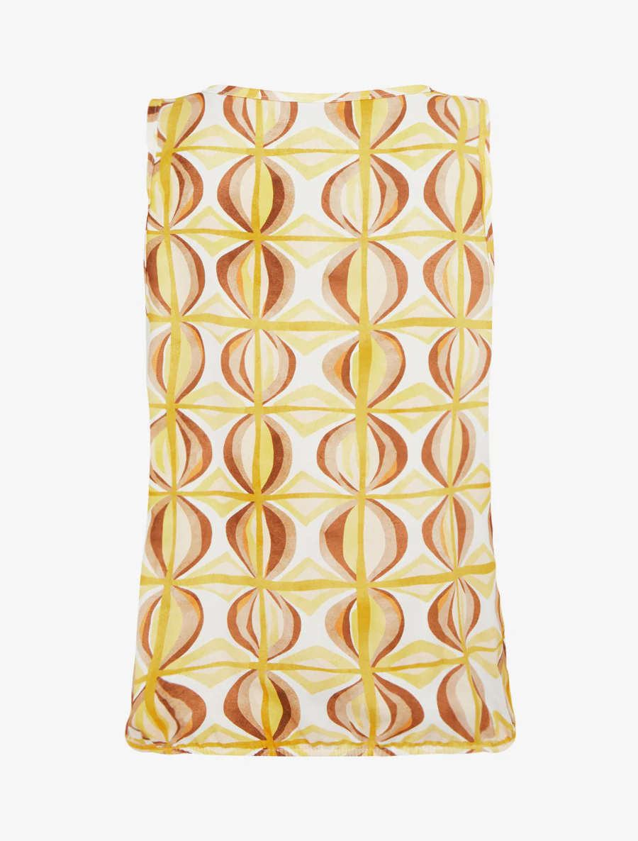 Mouwloze top met fantasieprint - Geel - Image 2