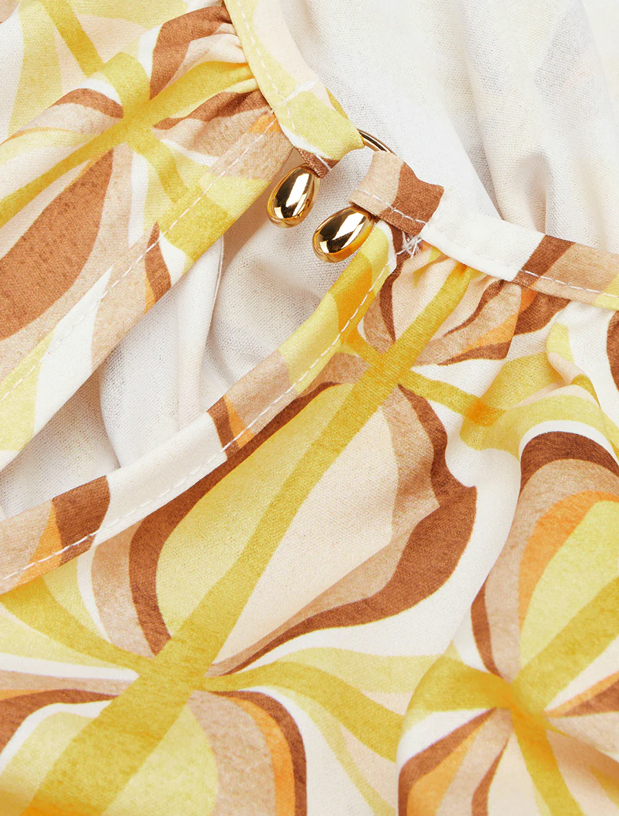 Mouwloze top met fantasieprint - Geel - Image 3