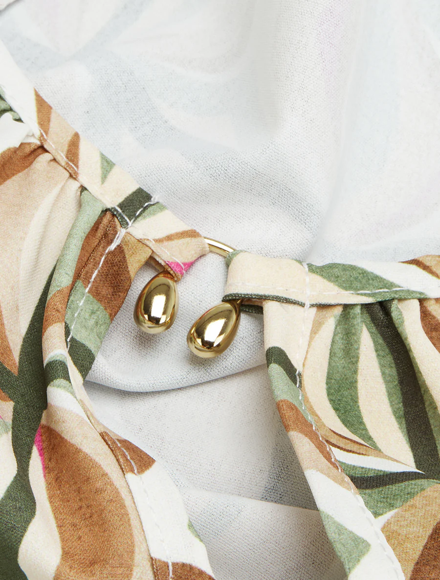 Mouwloze top met fantasieprint - Kaki - Image 3