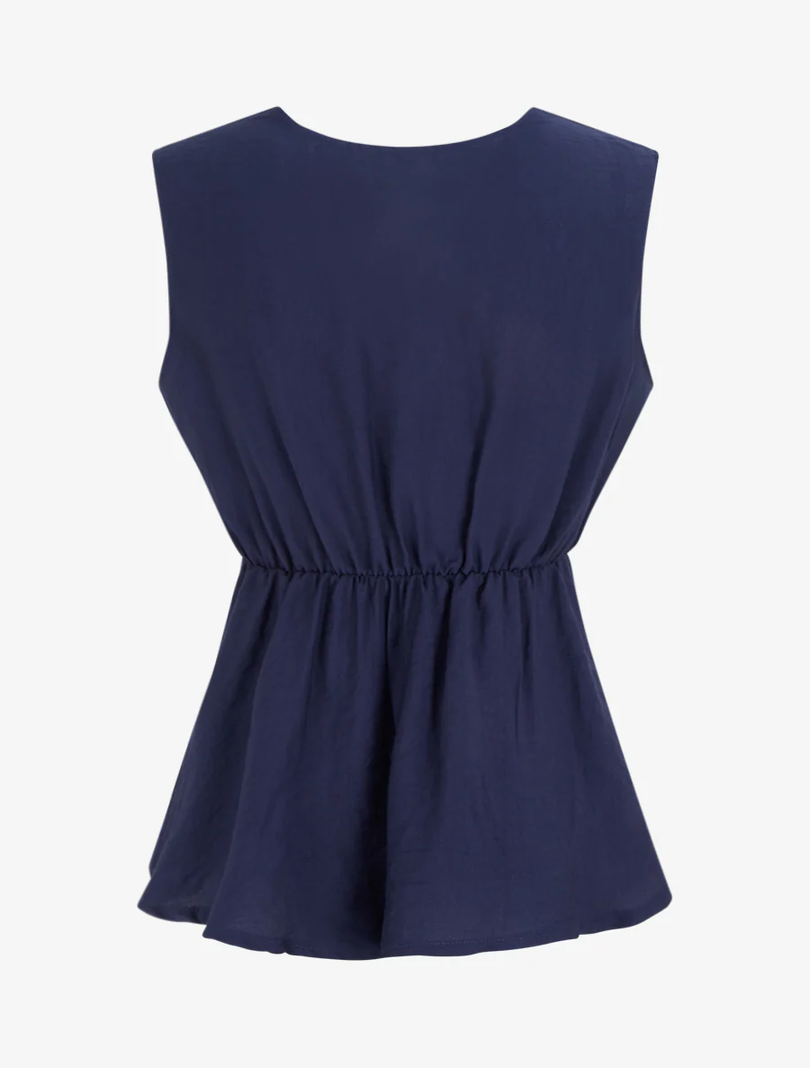 Mouwloze top met gedraaid effect - Marine - Image 2