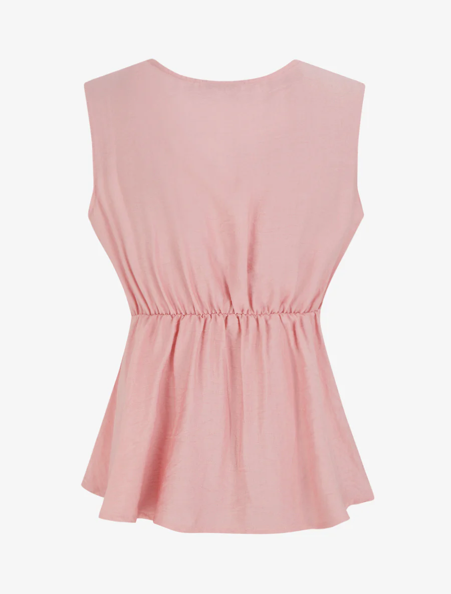 Mouwloze top met gedraaid effect - Roos - Image 2