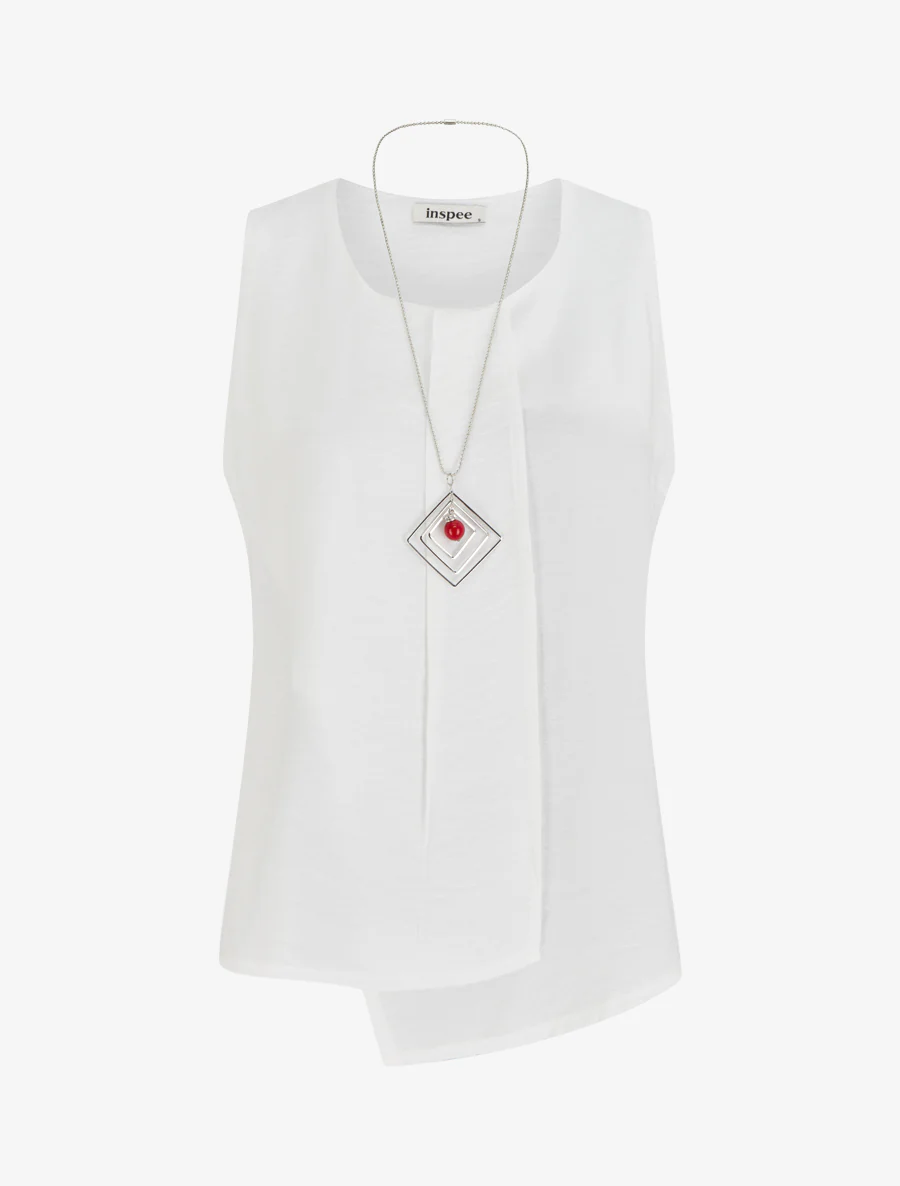 Mouwloze top met gekruiste panden - Wit