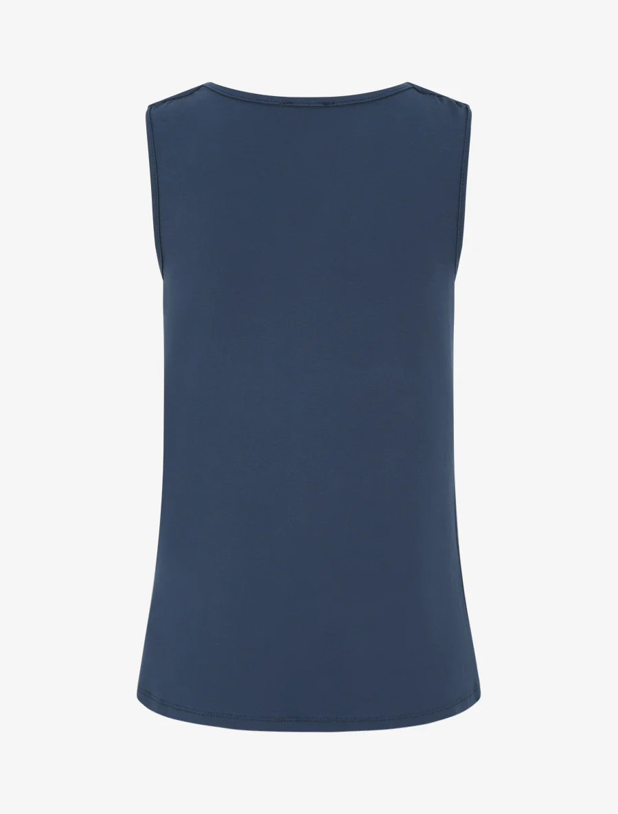 Mouwloze top met gelaagd effect en juweel - Marine - Image 2