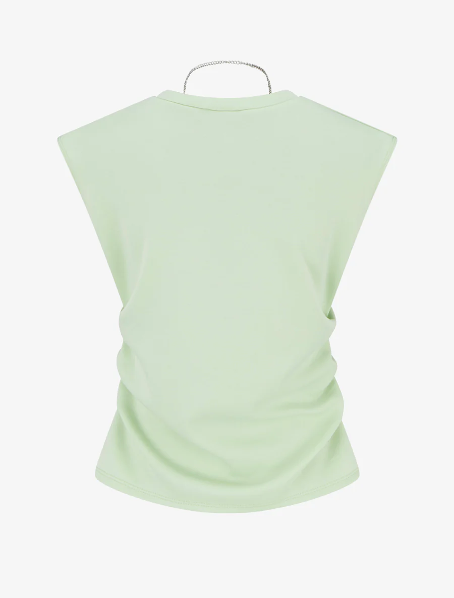 Mouwloze top met geplooide zijkanten - Amandelgroen - Image 2