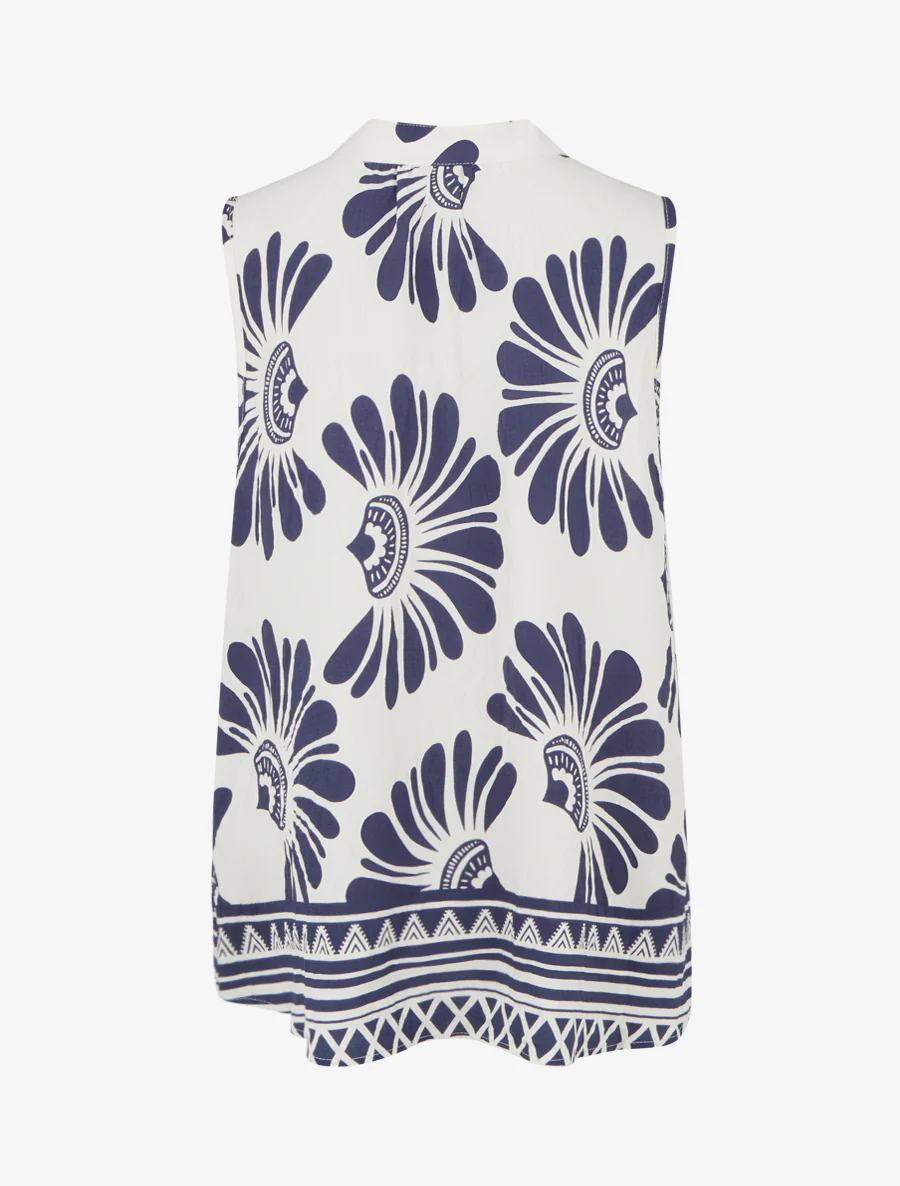 Mouwloze top met gestileerde bloemenprint - Marine - Image 2