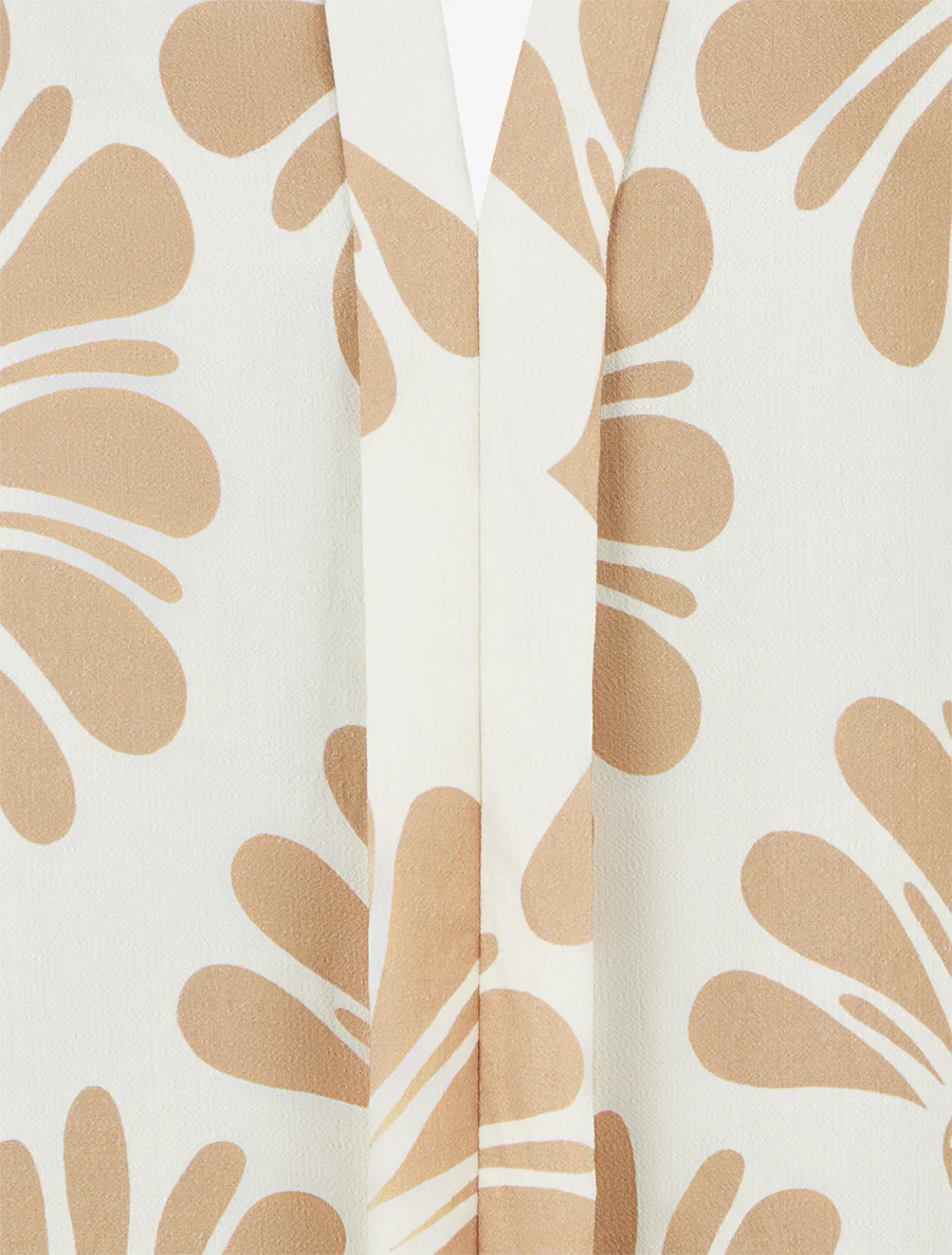Mouwloze top met gestileerde bloemenprint - Beige - Image 3