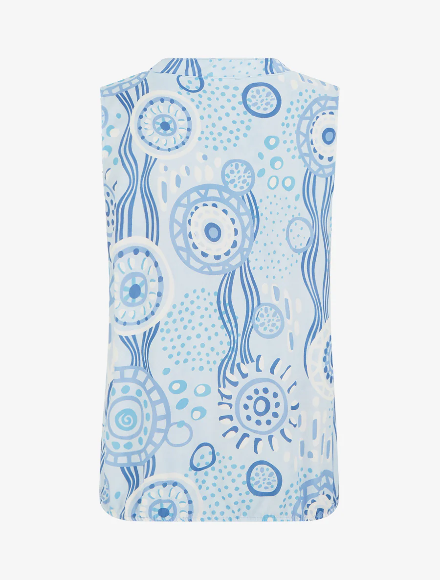 Mouwloze top met grafische print - Lichtblauw - Image 2