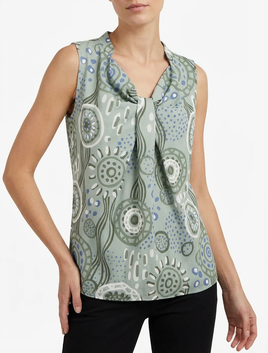 Mouwloze top met grafische print - Lichtgroen - Image 4
