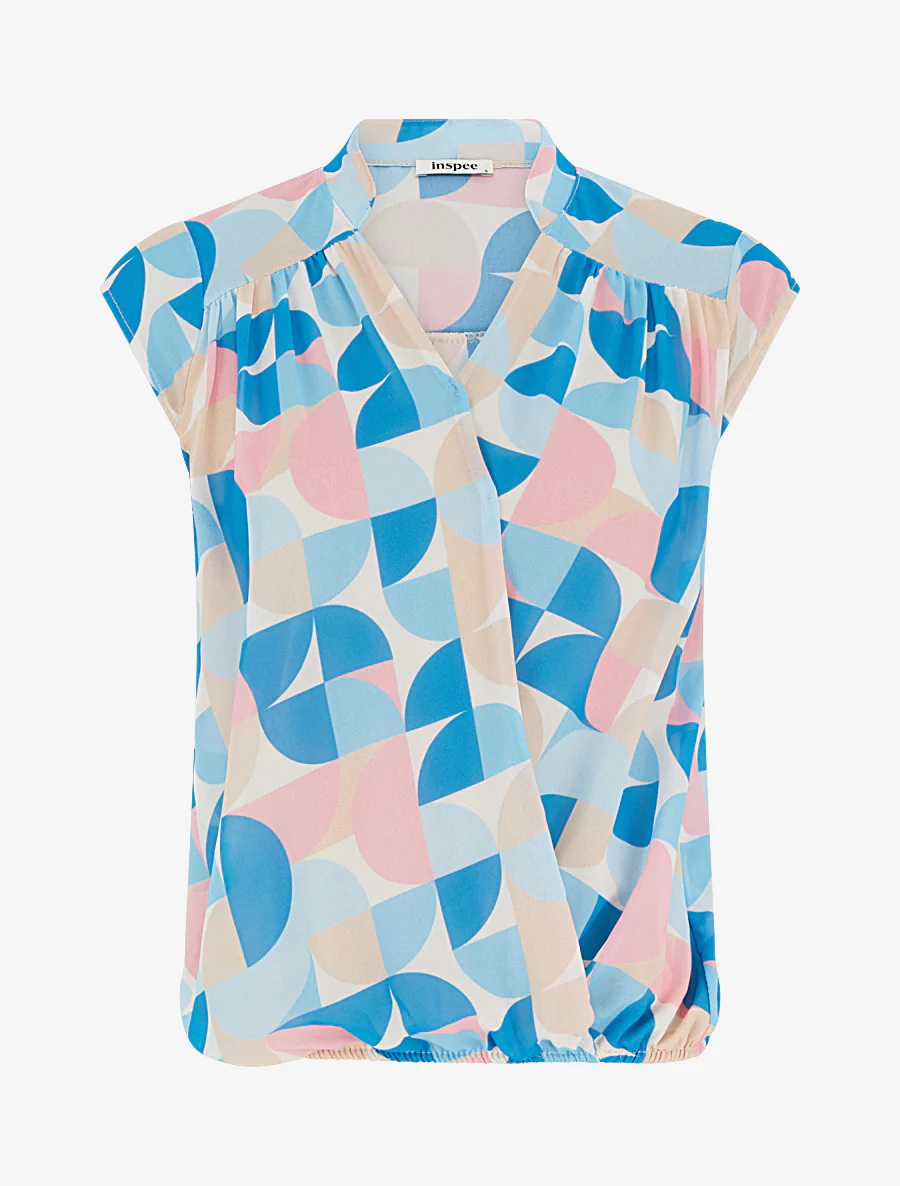 Mouwloze top met grafische print - Lichtblauw