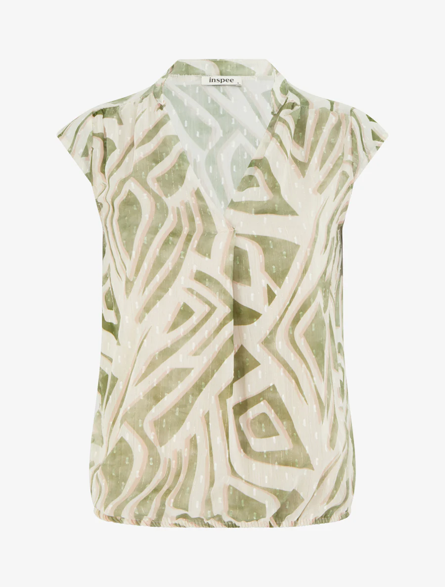 Mouwloze top met grafische print - Kaki