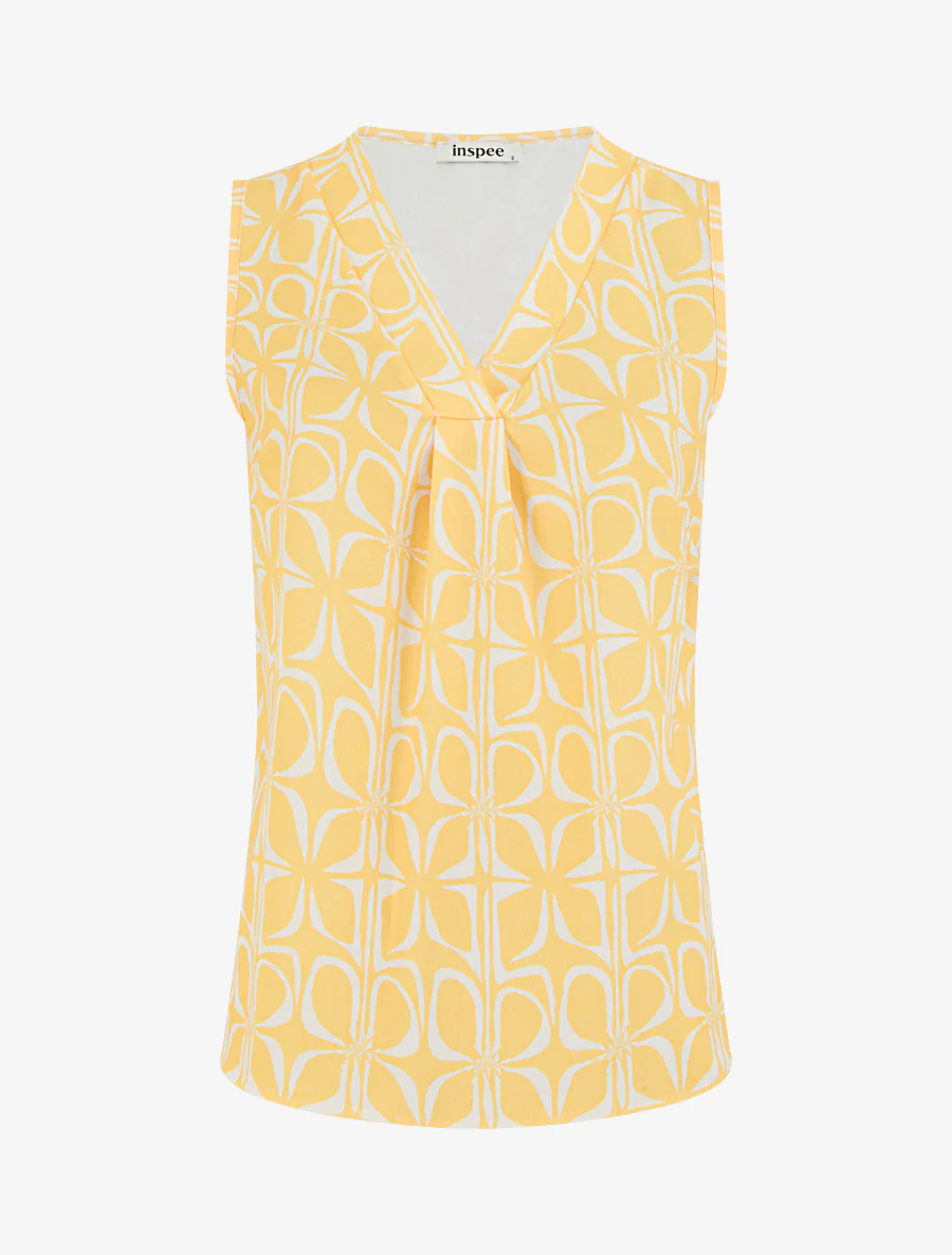Mouwloze top met grafische print - Geel