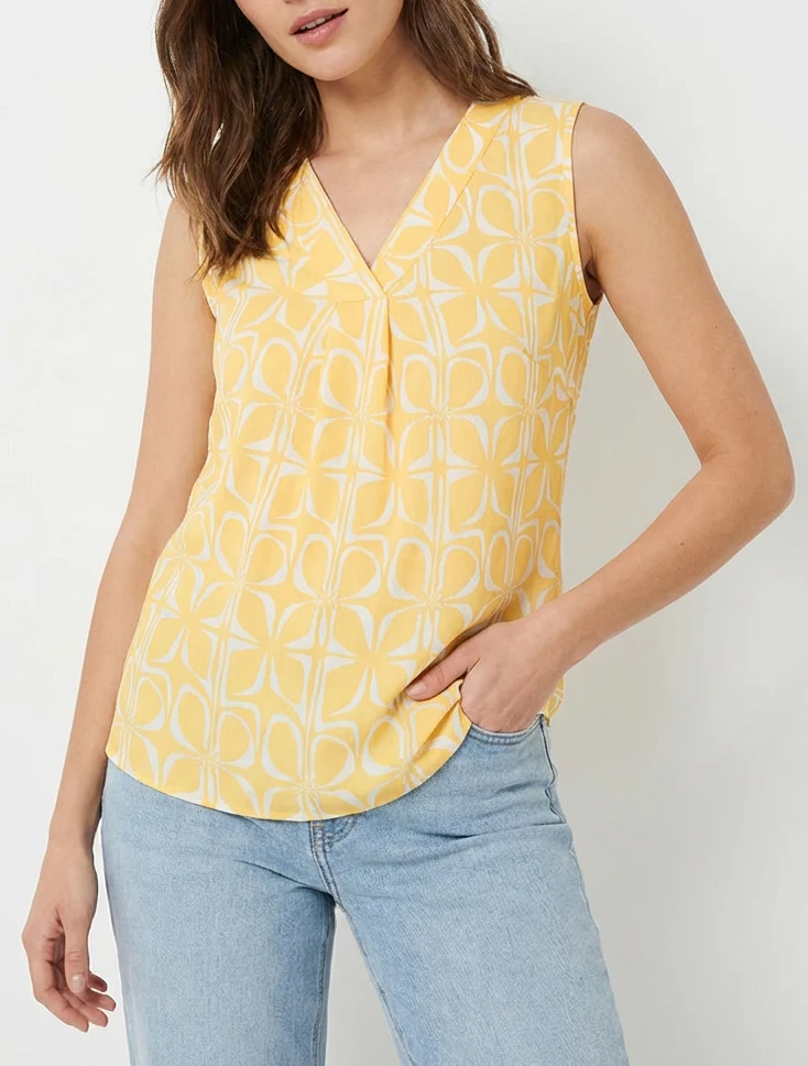 Mouwloze top met grafische print - Geel - Image 4