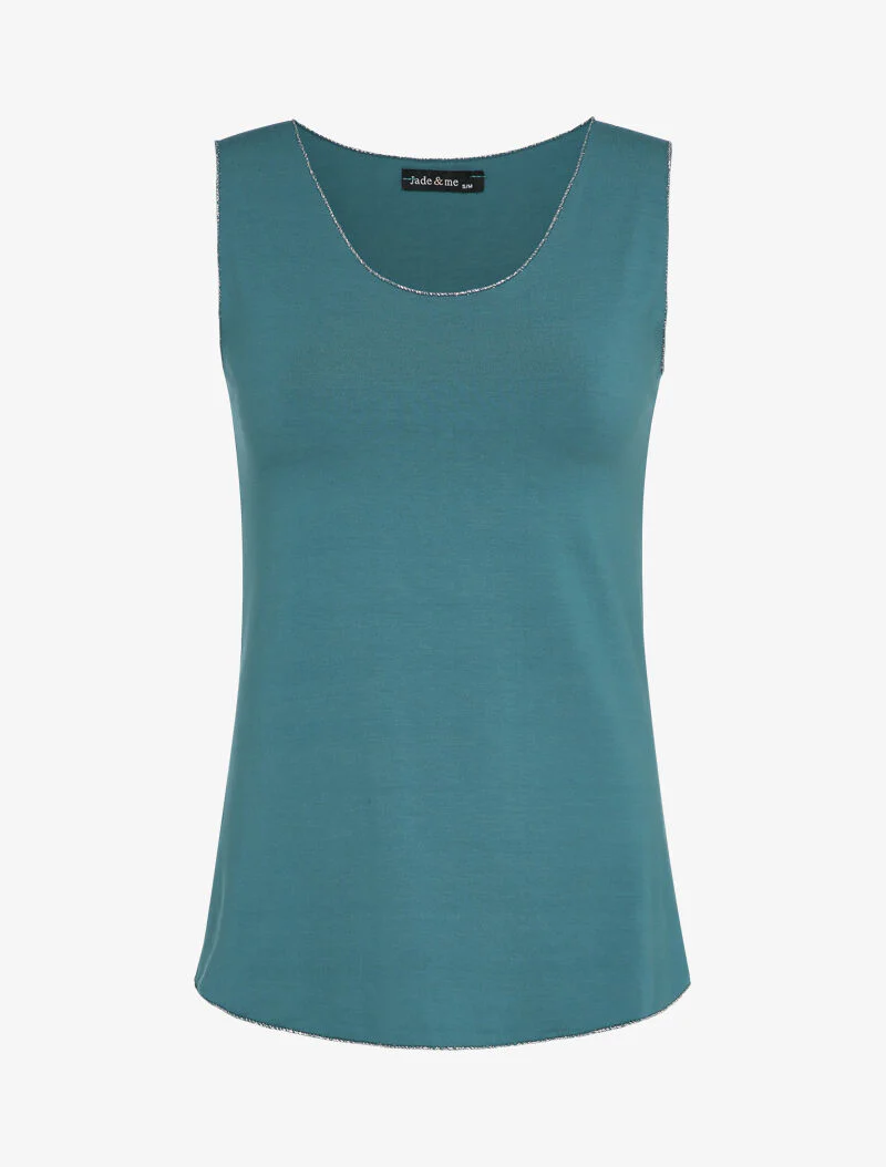 Mouwloze top met iriserende details - Blauw