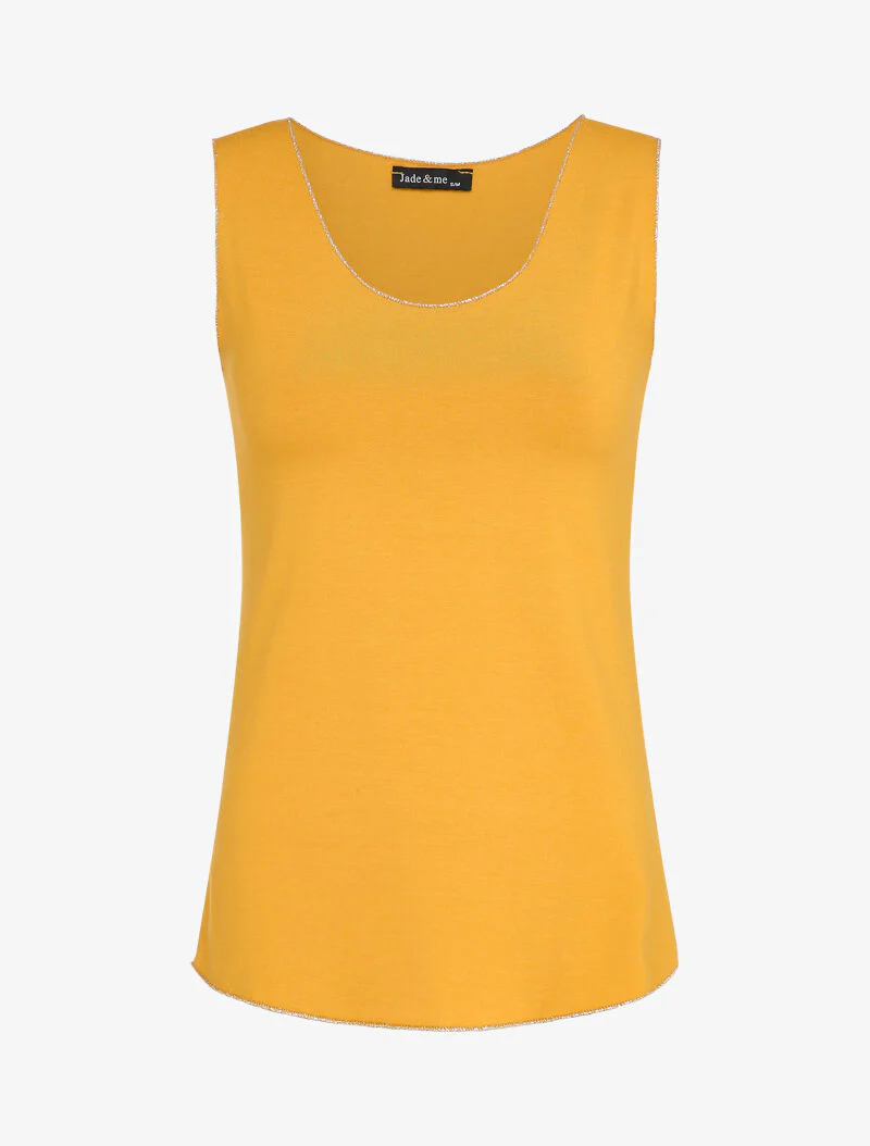 Mouwloze top met iriserende details - Geel