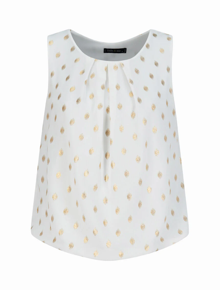 Mouwloze top met iriserende stippenprint - Wit