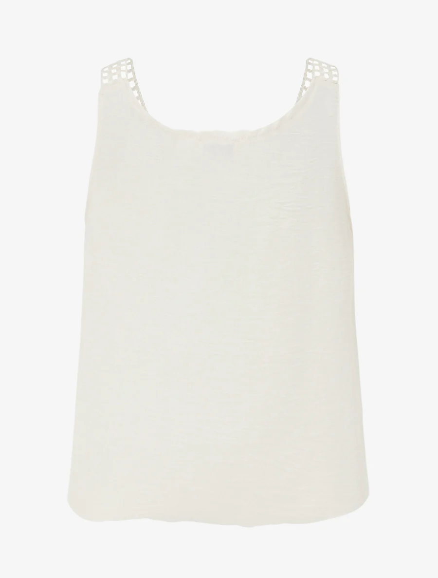 Mouwloze top met kant en haakwerk - Beige - Image 2