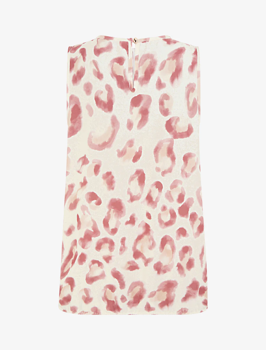 Mouwloze top met luipaardprint - Oudroze - Image 2