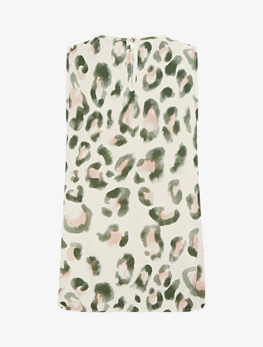 Mouwloze top met luipaardprint - Kaki - Image 2