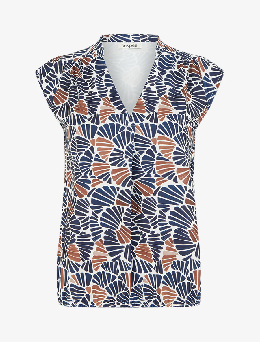 Mouwloze top met mozaïekprint - Marine