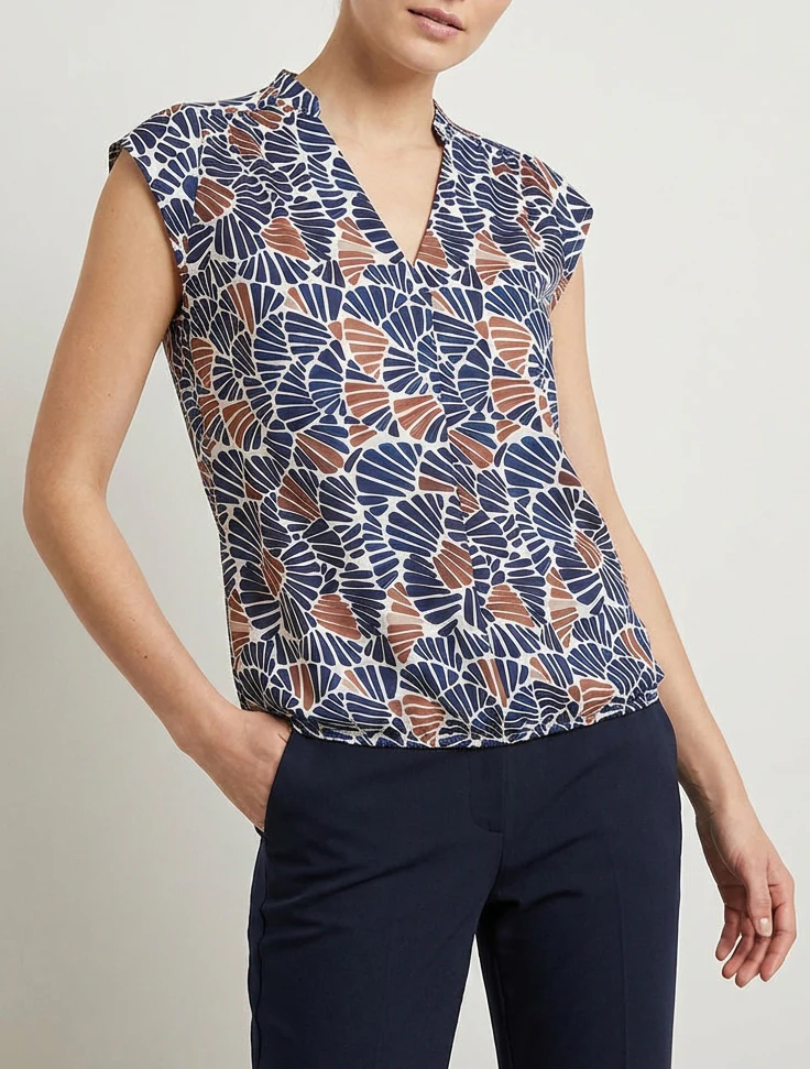 Mouwloze top met mozaïekprint - Marine - Image 4