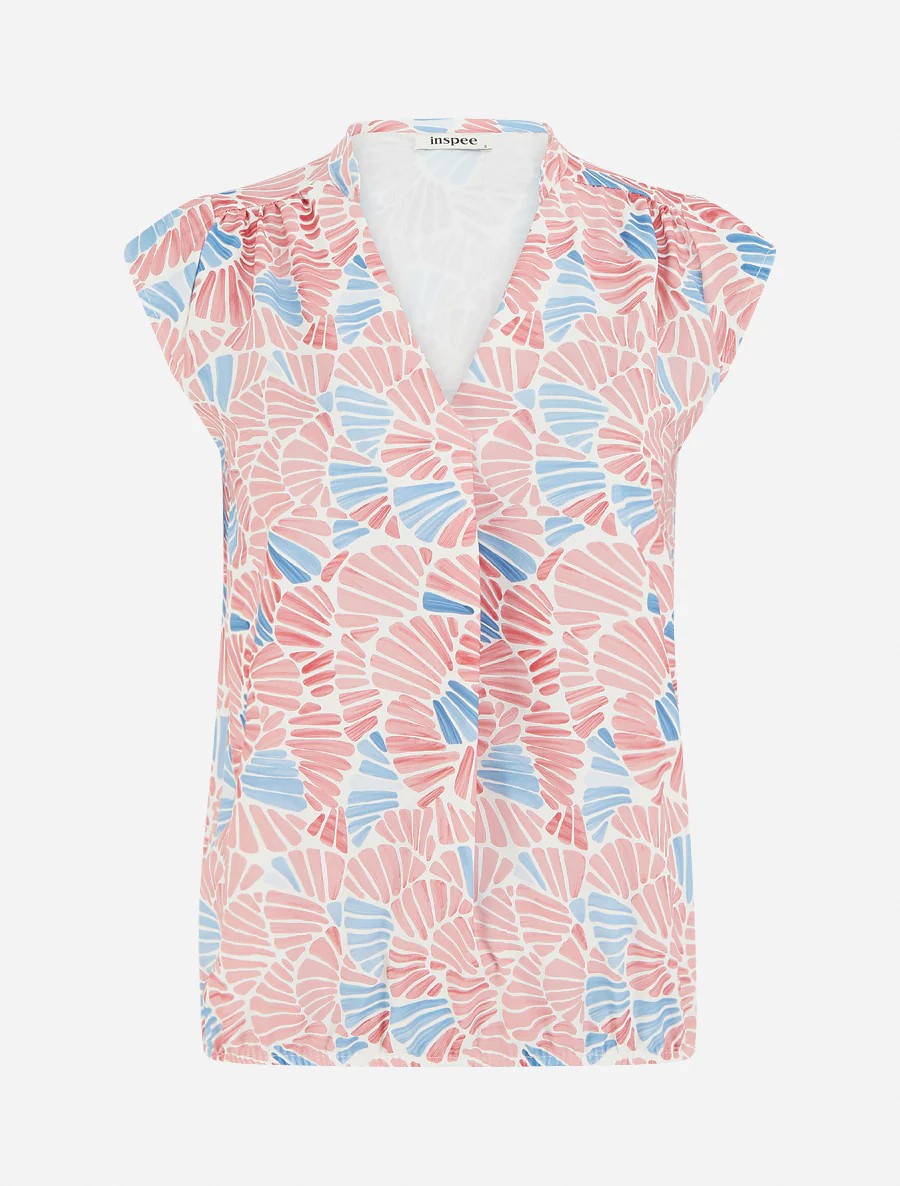 Mouwloze top met mozaïekprint - Roos