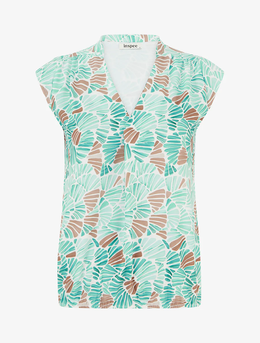 Mouwloze top met mozaïekprint - Watergroen