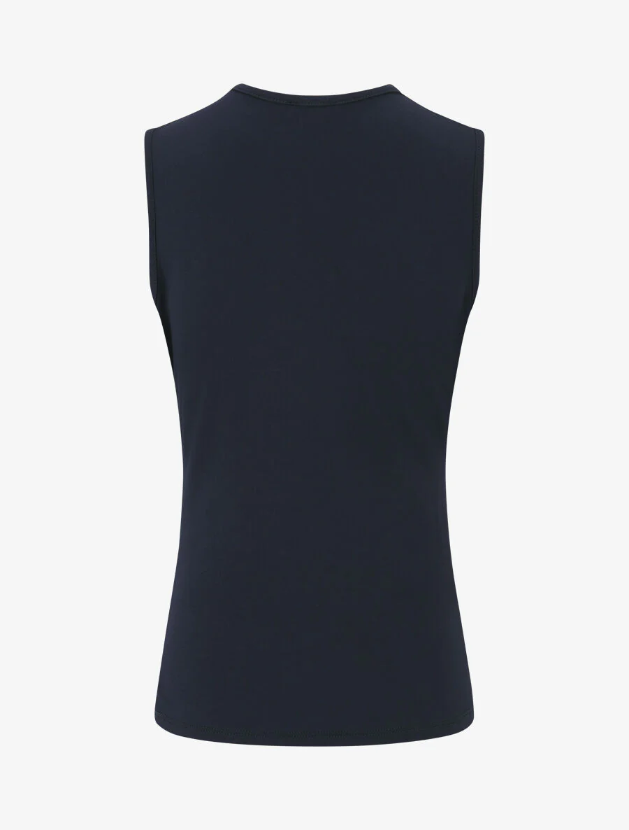 Mouwloze top met omslagkraag - Marineblauw - Image 2