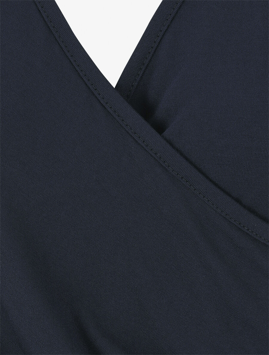 Mouwloze top met omslagkraag - Marineblauw - Image 3
