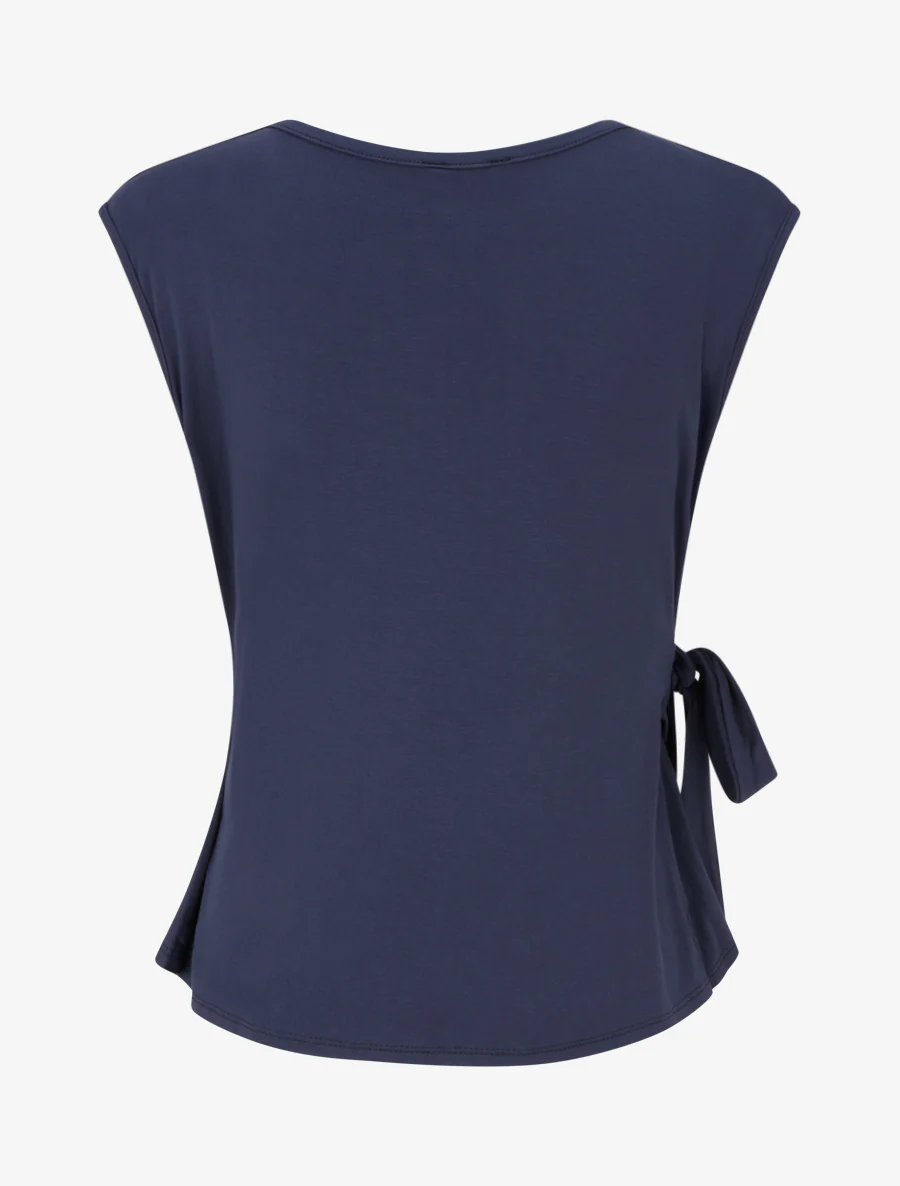 Mouwloze top met overslagkraag. - Marine - Image 2