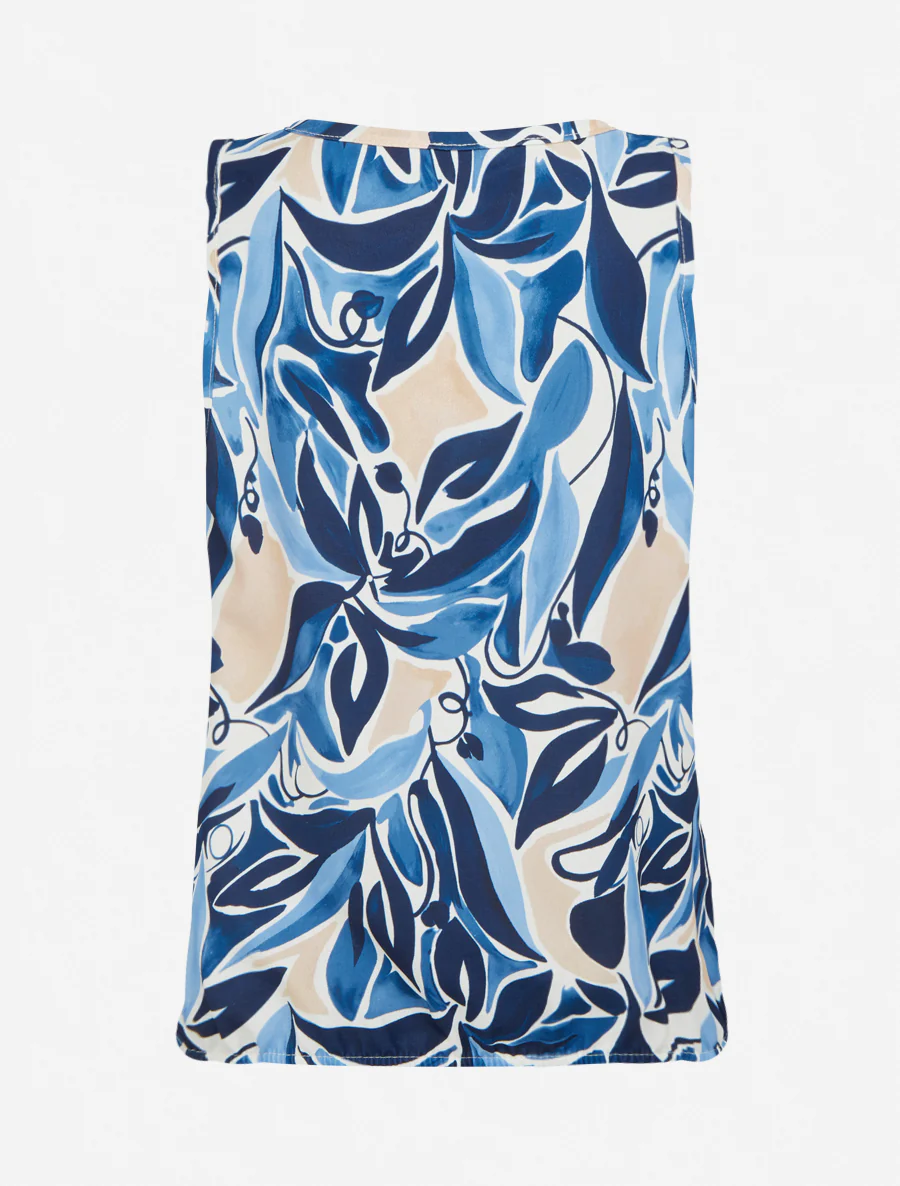Mouwloze top met plantenprint - Marine - Image 2