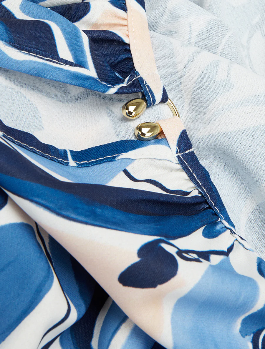 Mouwloze top met plantenprint - Marine - Image 3