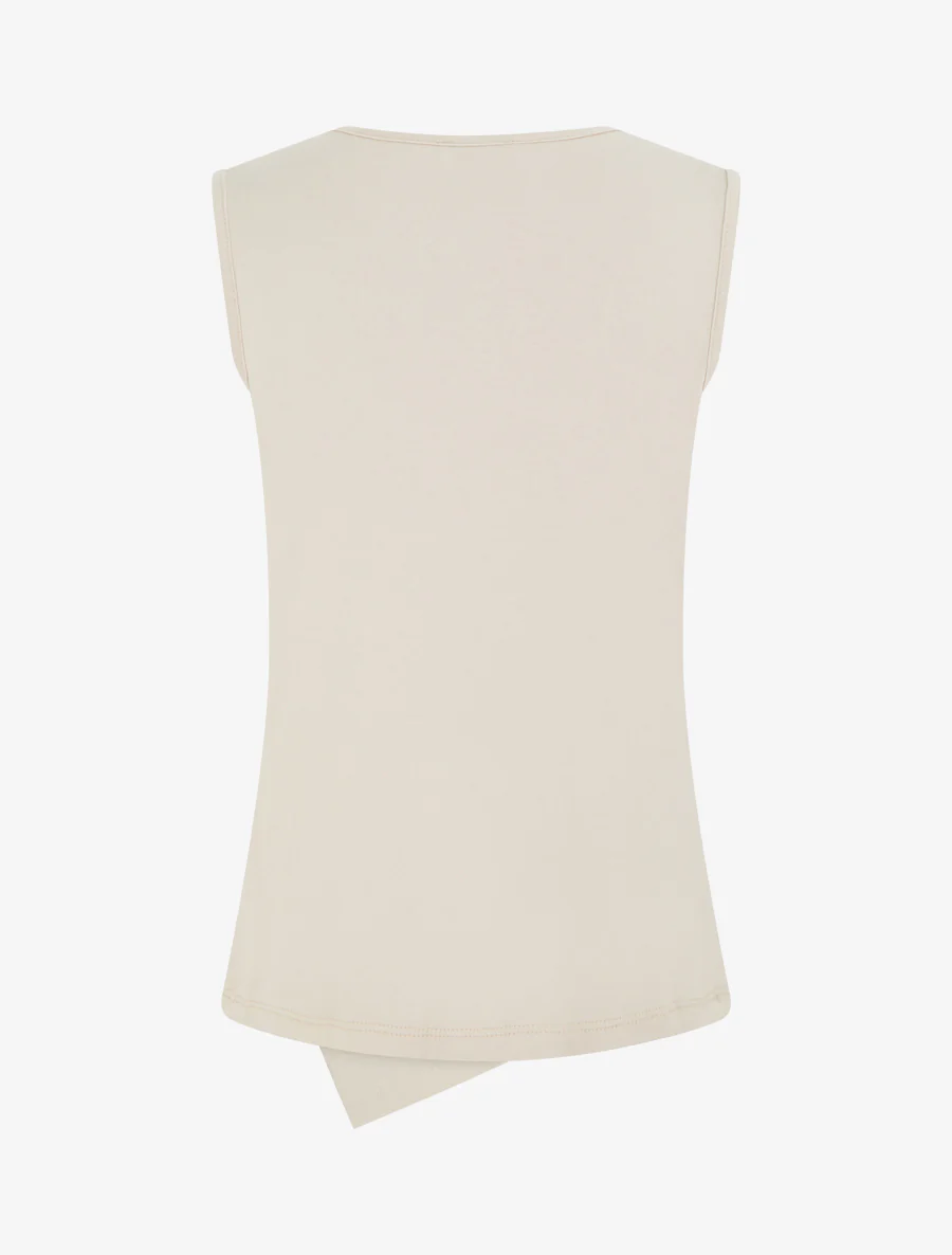 Mouwloze top met ronde hals. - Beige - Image 2