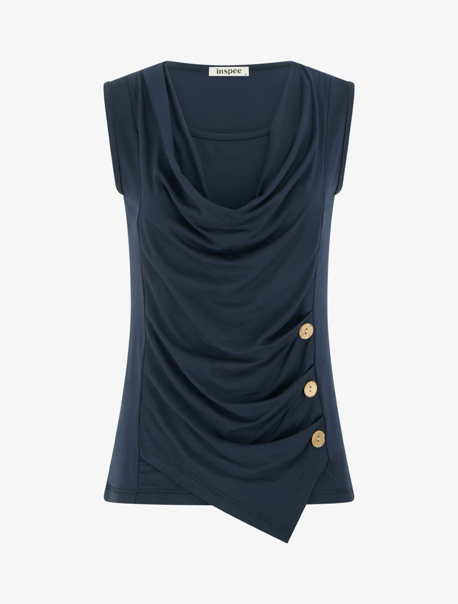 Mouwloze top met ronde hals. - Marine