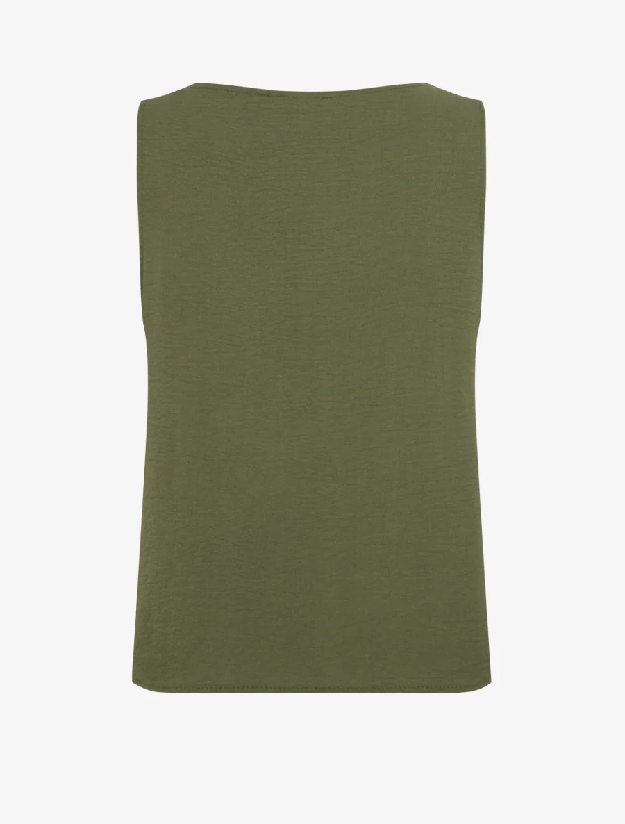 Mouwloze top met sieraden inzetstuk - Kaki - Image 2
