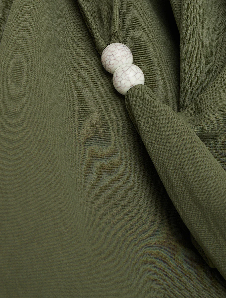 Mouwloze top met sieraden inzetstuk - Kaki - Image 3