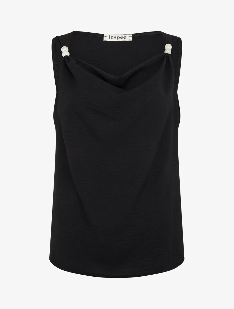 Mouwloze top met sieraden inzetstuk - Zwart