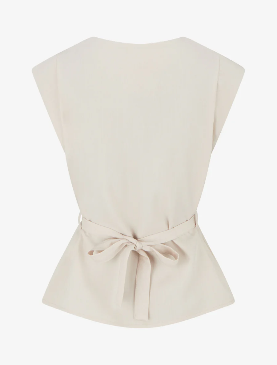 Mouwloze top met sierstuk inzet. - Beige - Image 2