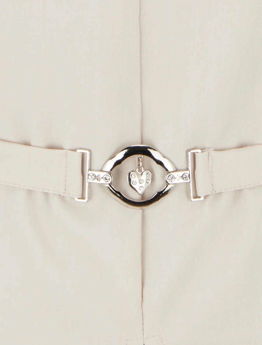 Mouwloze top met sierstuk inzet. - Beige - Image 3