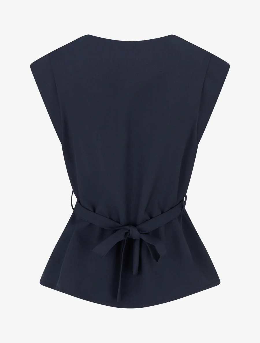Mouwloze top met sierstuk inzet. - Marine - Image 2