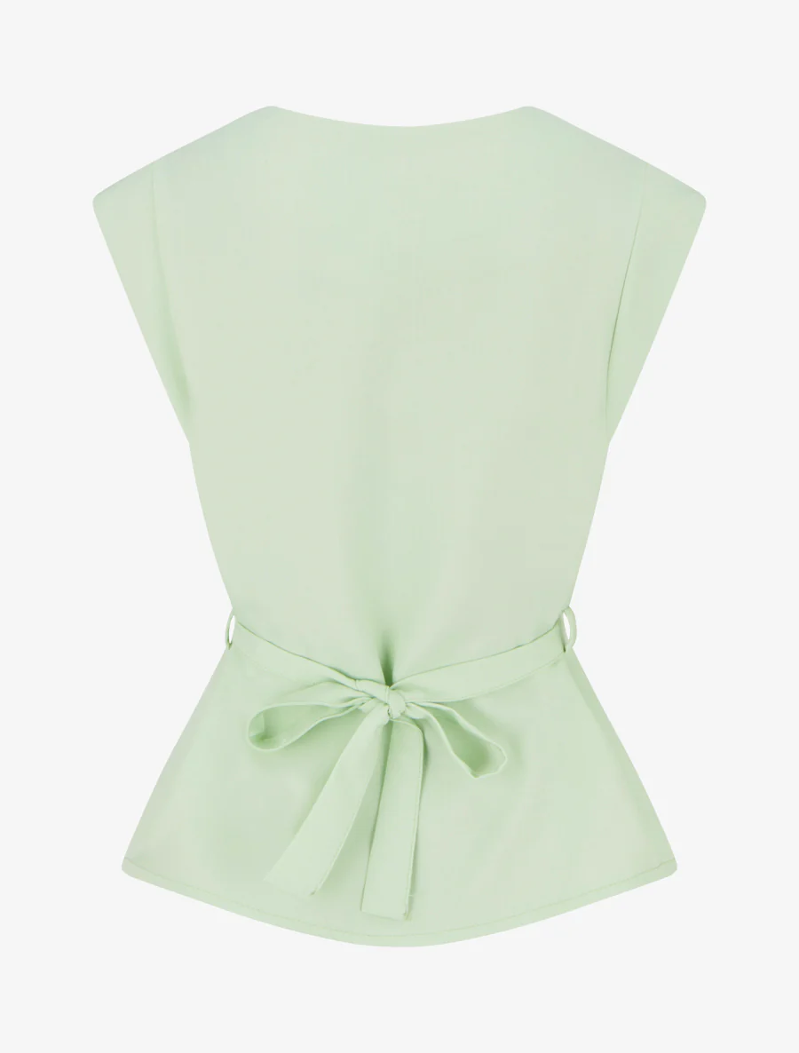 Mouwloze top met sierstuk inzet. - Appelgroen - Image 2