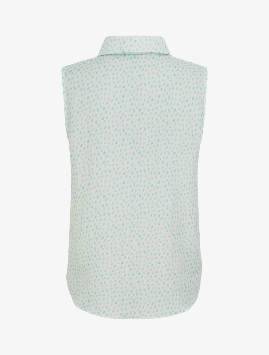 Mouwloze top met stippenprint - Turkoois - Image 2