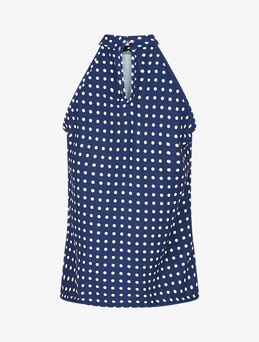 Mouwloze top met stippenprint - Marine - Image 2