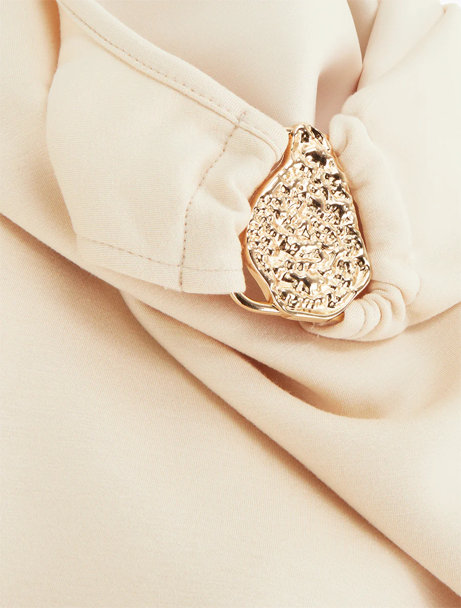 Mouwloze top met textuur juweel - Beige - Image 3