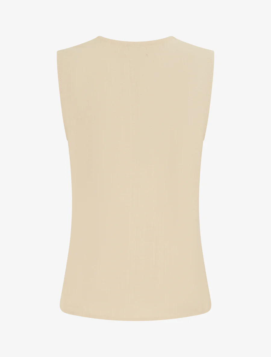 Mouwloze top met V-hals en stijlvol ontwerp. - Beige - Image 2