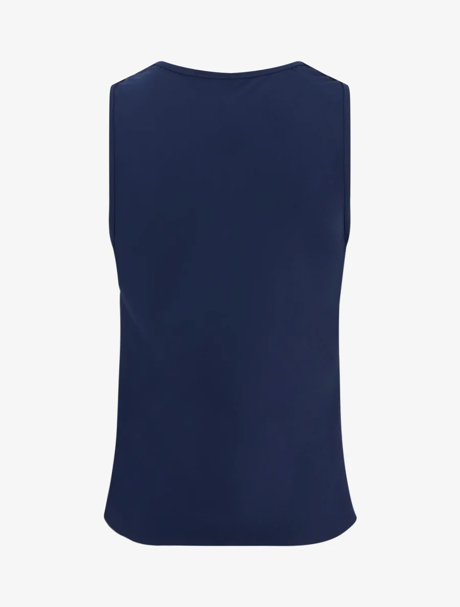Mouwloze top met watervalhals en kant. - Marine - Image 2