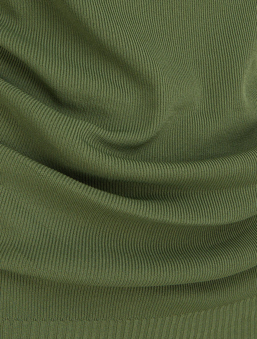Mouwloze top met watervalhalslijn. - Kaki - Image 3