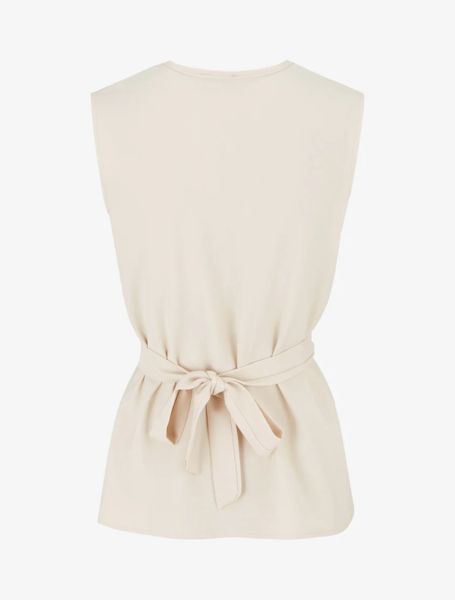 Mouwloze top met watervalhalslijn. - Beige - Image 2